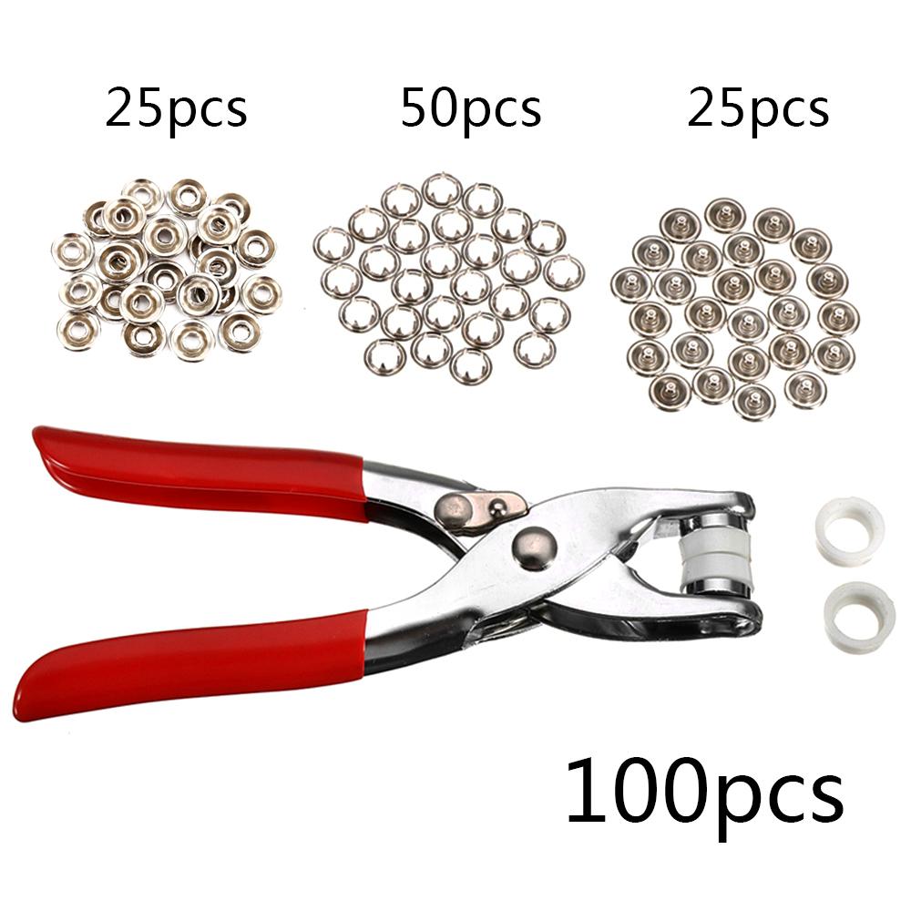 

Metal Sewing Buttons Prong Snap Fasteners Press Studs Romper Buckle Snap Installing Clothes Tools Fasteners+Clip Pliers
