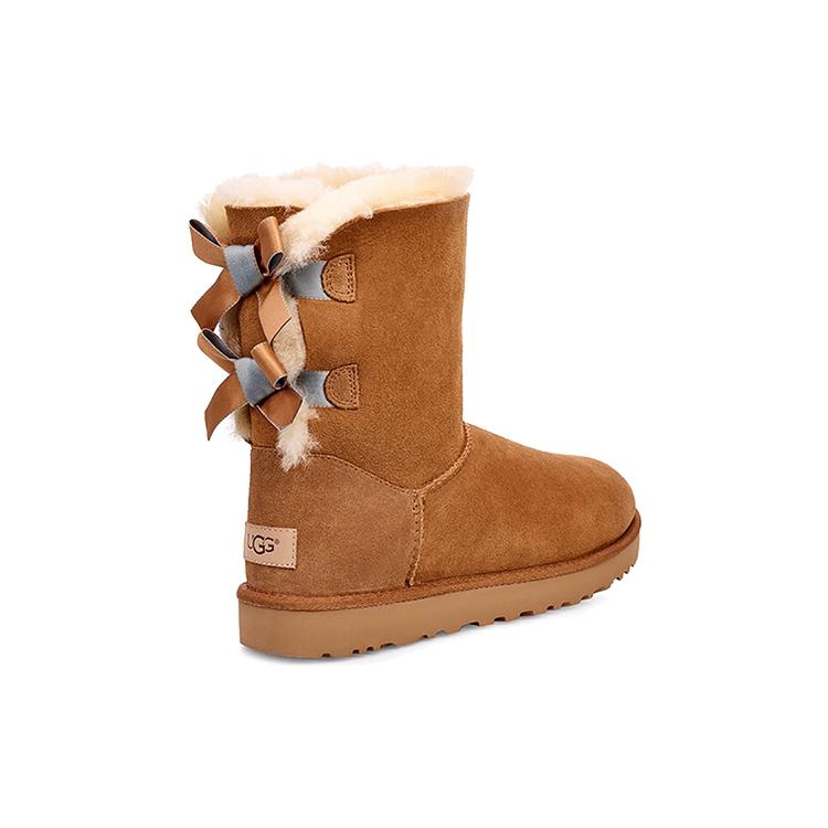 UGG Bailry Bow II Shimmer Sheepskin Thermal Crew Snow Boots Women's Brown 1102937-CHE