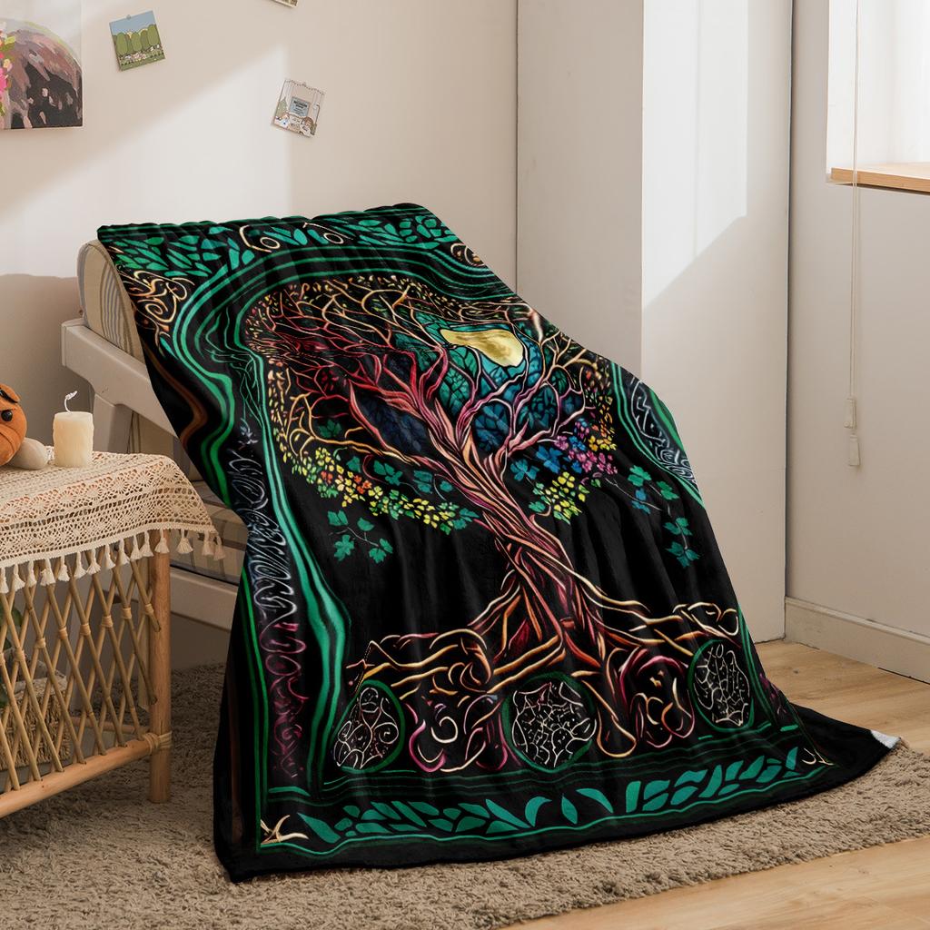 Tree of Life Series Printed Blanket for Sofa Bed Travel Camping Living Room Office Conditioning Blanket for All Seasons Gifts