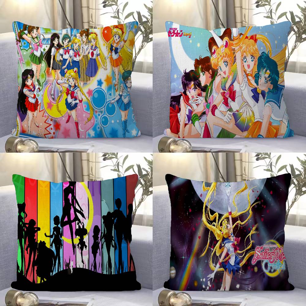 SSailor Girl MMoon Cushion Cover Polyester Sofa Cushions Decorative Throw Pillows Home Decoration Pillowcover
