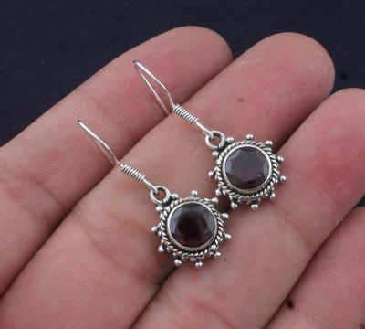 Solid 925 Sterling Silver Garnet Gemstone Dangle Drop Earrings Women Earrings Gift For Her Silver Jewelry