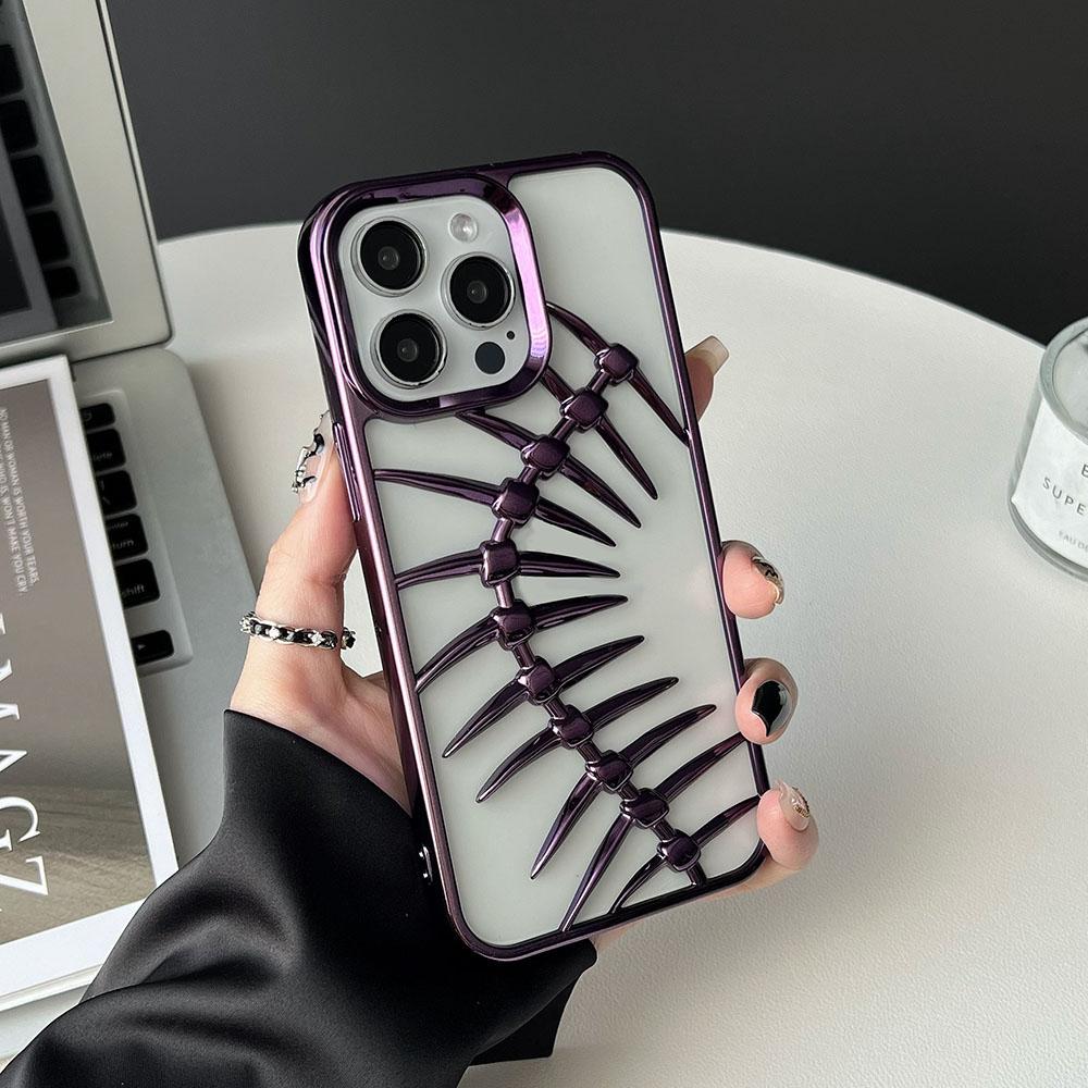 

3D Fishbone Hollow Dissipate Heat Phone Case For iPhone 16 15 14 13 12 11 Pro Max Shockproof Electroplated Soft Cover For iphone 15promax