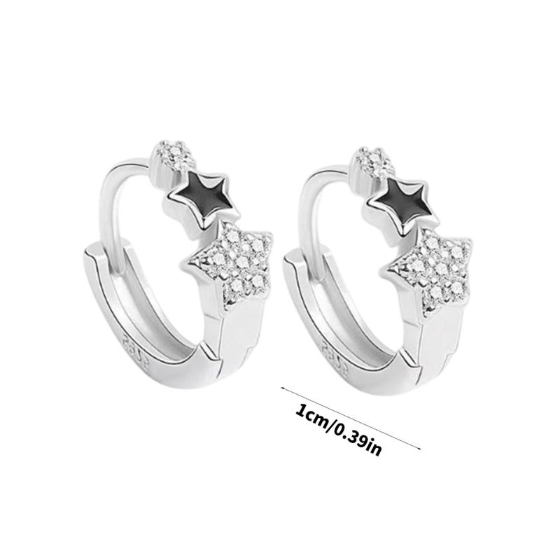 Elegant Stars Designs Earrings Exquisite Silver Stars Earrings Ornament Decorated With Luminous Zirconia Stones