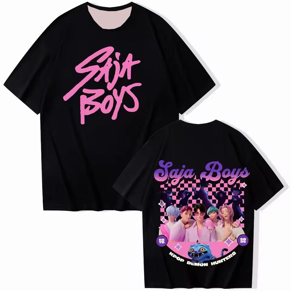 KPop Demon Hunter T-shirt 3D Saja Boys Print Kid Anime Tee Y2k Top Men Women Short Sleeve T Shirt Harajuku Cute Clothes for Girl