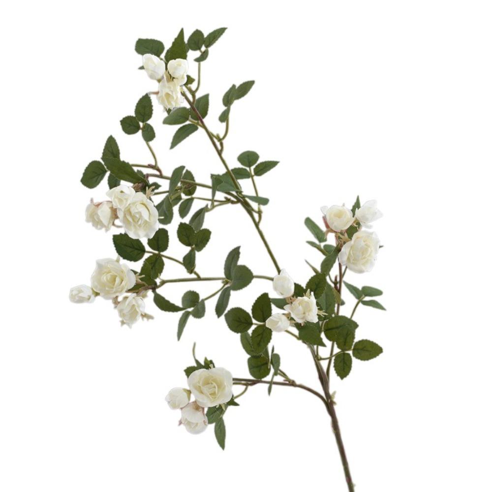 

Реалистичные шелковые мини-розы Пластиковые искусственные цветы Ветка искусственной розы Свадебный декор белый