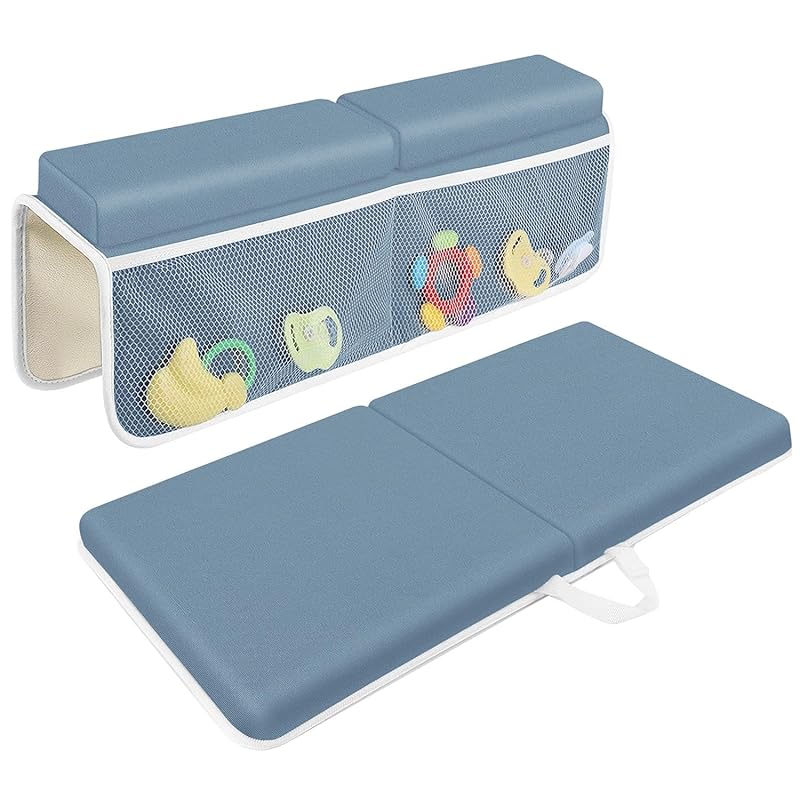 JJGoo Bath Kneeler with Elbow Rest Pad Set, 1.5 inch Kneeling Pad Mat for Bathtub - Gray