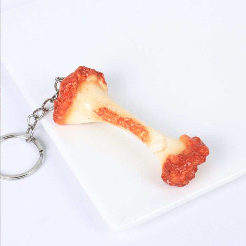 Simulation Fried Chicken Nugget Food Keychain Realistic Fake Chicken Hamburger Chips Bread Key Chain Bag Pendant Keyring