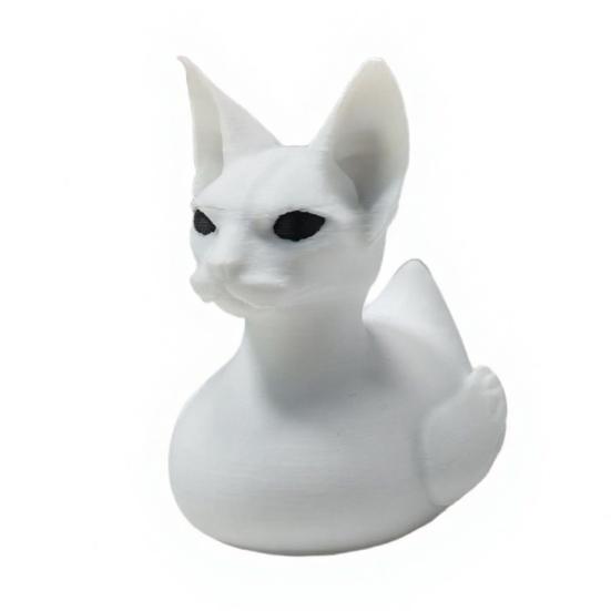 3D Printed Sphinx Cat Cute Matte Duck Figurine White