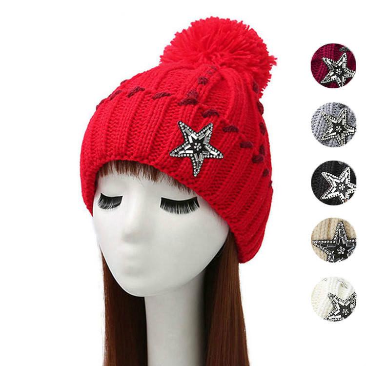 Buy Knitting Hat Personality Diamonds Add Wool Warm Hat In The Fall and