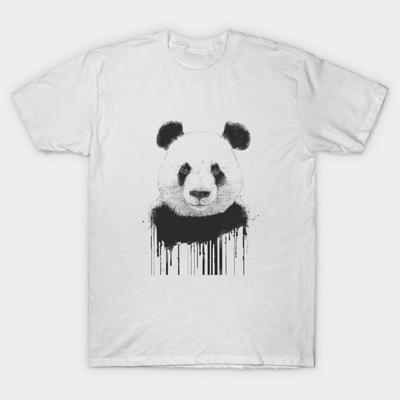 Asian Size Cotton Unisex Tshirt Print T-shirt Graffiti Panda T-shirt No-Cut Print Regular Fit