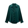 Spring New Women's Clothing Lapel Silk Satin Texture Classic Vertical Shirt 2074580 2074140