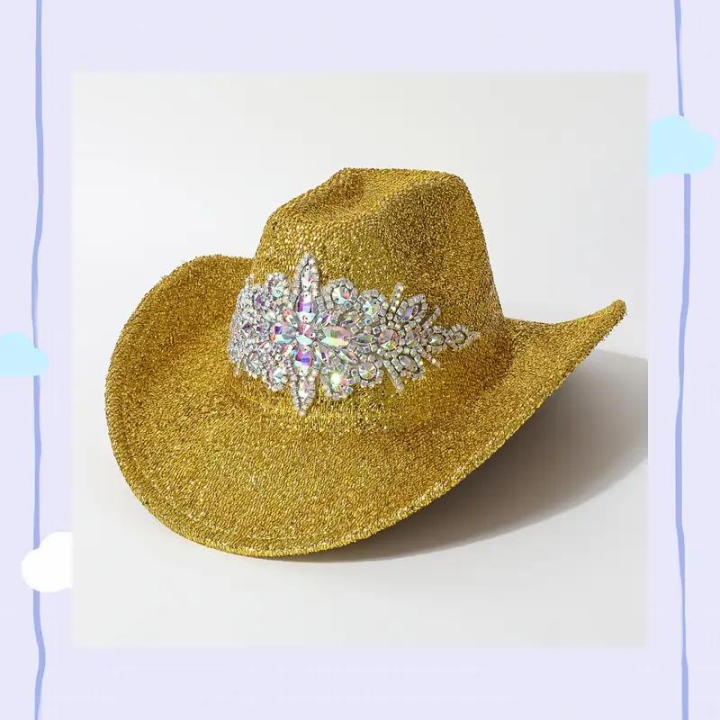 Sparkling Diamond Western Cowboy Hat Party Party Women's Hat