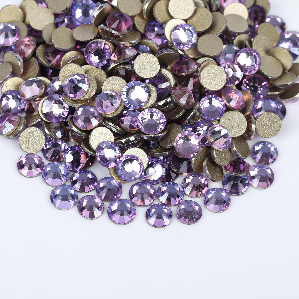 Weichen, Gold Bottom Mixed Glass Flat Bottom Diamond Nail Drill, Decorative Mobile Phone Case Diy Nail Accessories Rhinestone Jewelry