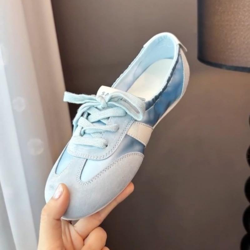 Ballet Women's Flat Autumn New Lace-up Breathable One-pedal White Shoes Fashion Single Shoes