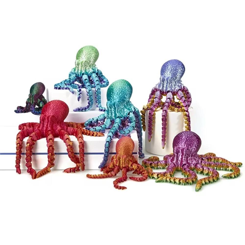 Colorful Octopus Figurine 3D Printed Animal Table Ornament Creative Desk Decor