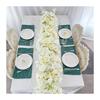 Uflower 200cm Atficial White Flower Row Runner Elegant Artificial Center Stage Background for Wedding Party Home Decoration