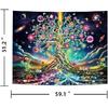Ameyahud Blacklight Tree of Life Tapestry UV Reactive Neon Tree Tapestry Galaxy Space Tapestries Flower Floral Aesthetic Tapestries Fantasy Forest