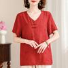 Elegant Blouses for Women Top Plus Size Casual Loose Women's Short Sleeve Shirt Summer Vintage Clothes