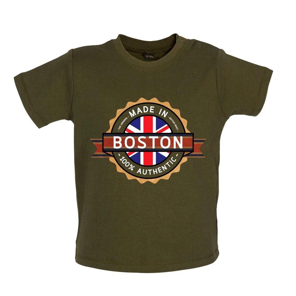 Made IN Boston -Baby Kids Boys Girls Unisex T-Shirt / Romper Tees Top- City Village Born Love Live 100
