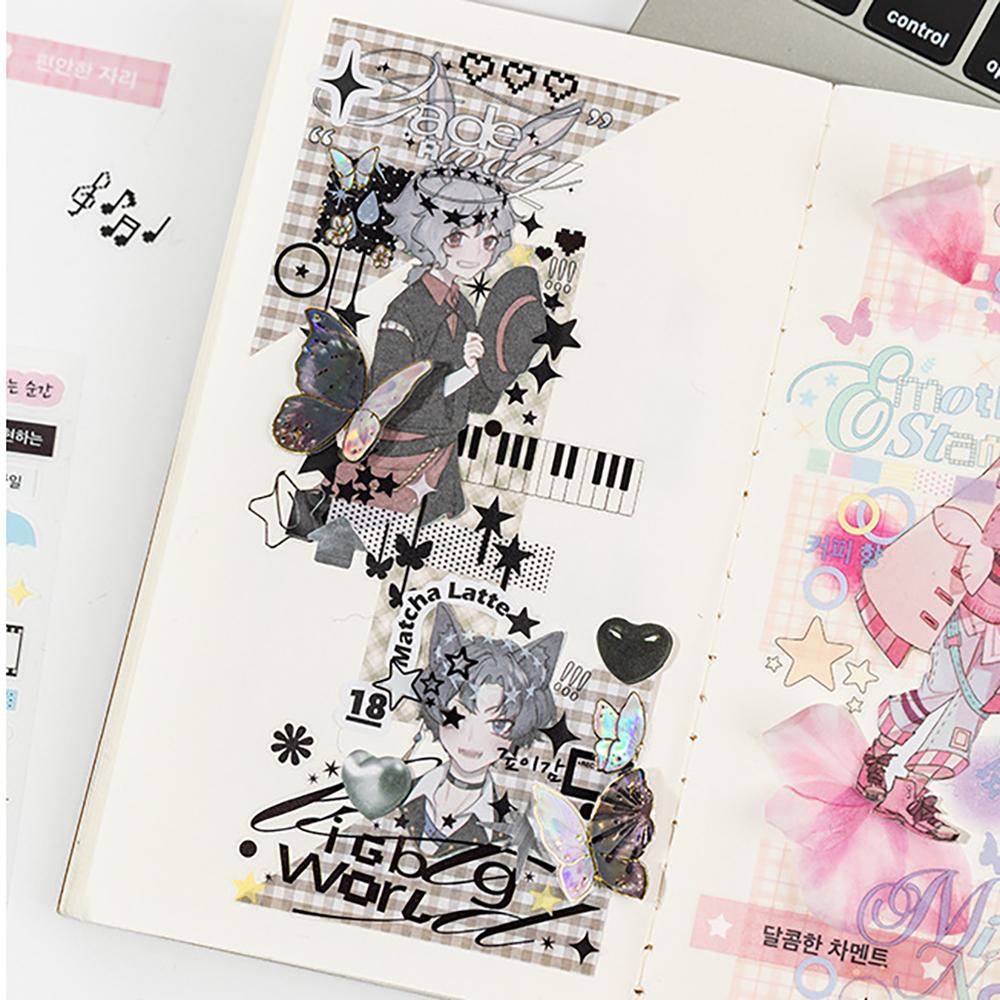 Color Notebook Series Stickers, Korean Basic Versatile Small Elements Student Account Diary DIY Decorative Stickers
