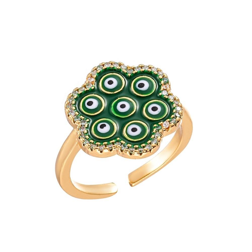Zinc Zinc Alloy Copper Devil's Eye Ring Vintage Opening Finger Ring Glaze Luxury Ring  Clothes Accessories