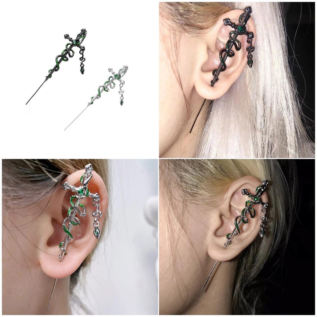 Gothic Snake Ear Cuff With Thorns Designs Jewelry Accessory for Trendy Fashion Enthusiasts Seek Unique Styles Daily Use