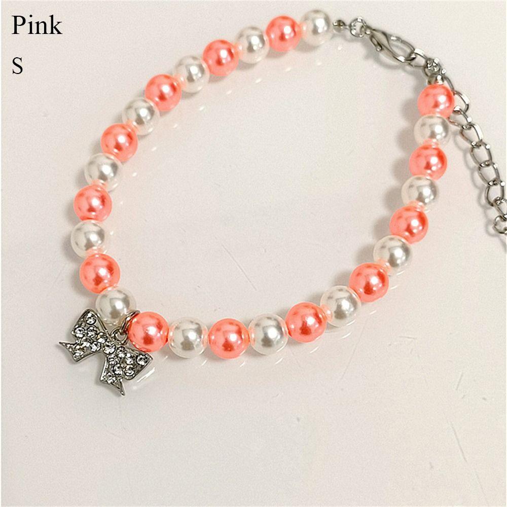 

Ошейник для собак с бантом и стразами, цепочка на шею кошки, милое ожерелье для домашних животных, собака, кошка розовый