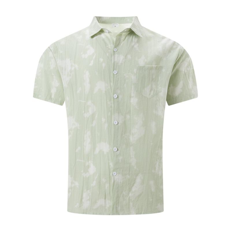 Summer New Tie-dye Lapel Short-sleeved Men's Beach Casual Sports All-match Shirt