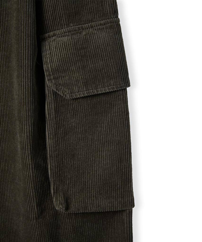 HOOVES Corduroy Single-Pleat Cargo Pants [Ash Khaki]