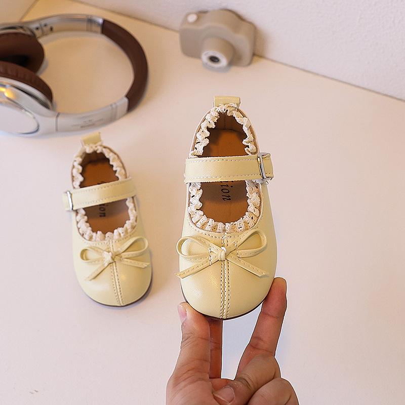 Children's leather shoes2026New Autumn Korean Style Girls' Versatile Bow Princess Shoes Student Soft Sole Flats