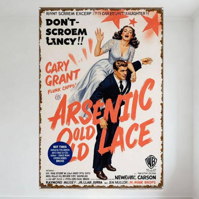 

Arsenic and Old Lace Vintage Movie Poster Metal Tin Sign, Gary Grant Funtime Capp Artwork, 1940s Comedy Horror Wall Decor for Ba 20x30cm（7.8x11.8inch）