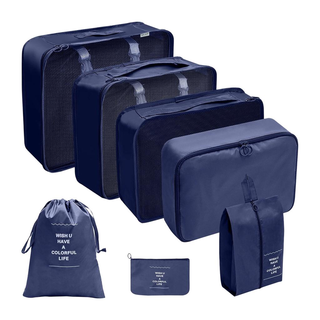 7 Piece Travel Packing Organizer Set Large Capacity Luggage Storage Bags Waterproof Portable Clothes Shoes Storage Pouches
