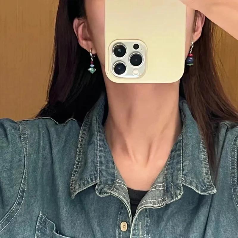 2025 Trend Vintage Designer Hängeasymmetrische Handgemachte Perlen Ohrhänger Ohrringe Frau Koreanische Mode Dopamin Metallohrringe Geschenk