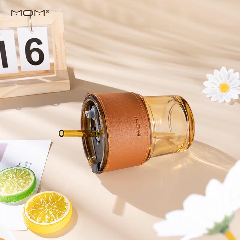 MOM Portable Lidded Glass Straw Cup Set (2-Pack)