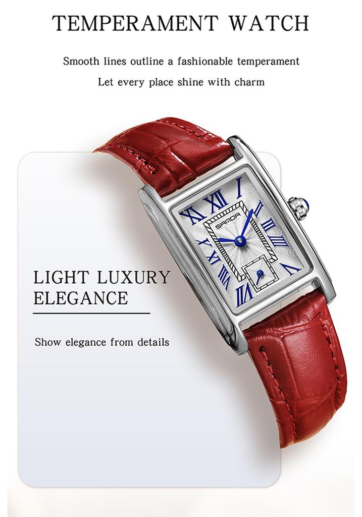 Fashion Sanda Top Brand Elegant Design Rectangle Dial Water Resistant Quartz Movement Business Gift Women Analog Wrist Watches