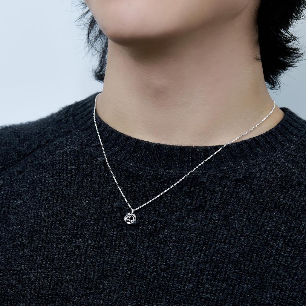 THE KISS Disney Mickey Pair Necklace 50cm DI-SN729CZ - Silver 925 Two-Tone Matching Set for Couples with Stone Accent & Gift Box
