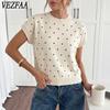 Suéteres Casuales de Moda para Mujer, Primavera Otoño, Estampado de Lunares, Manga Larga, Cuello Redondo