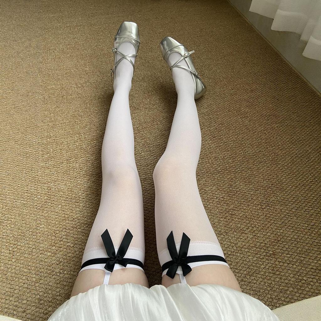 Bow Jk Long Knee Socks Children Summer Thin Lolita Velvet Sweet Ballet Style Suspenders Stockings