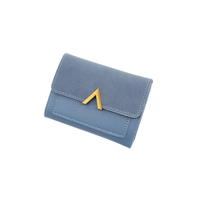 Fashionable Korean-style Women's Wallet With Metal Elements, 2 Folds And Convenient Cover-opening Design
