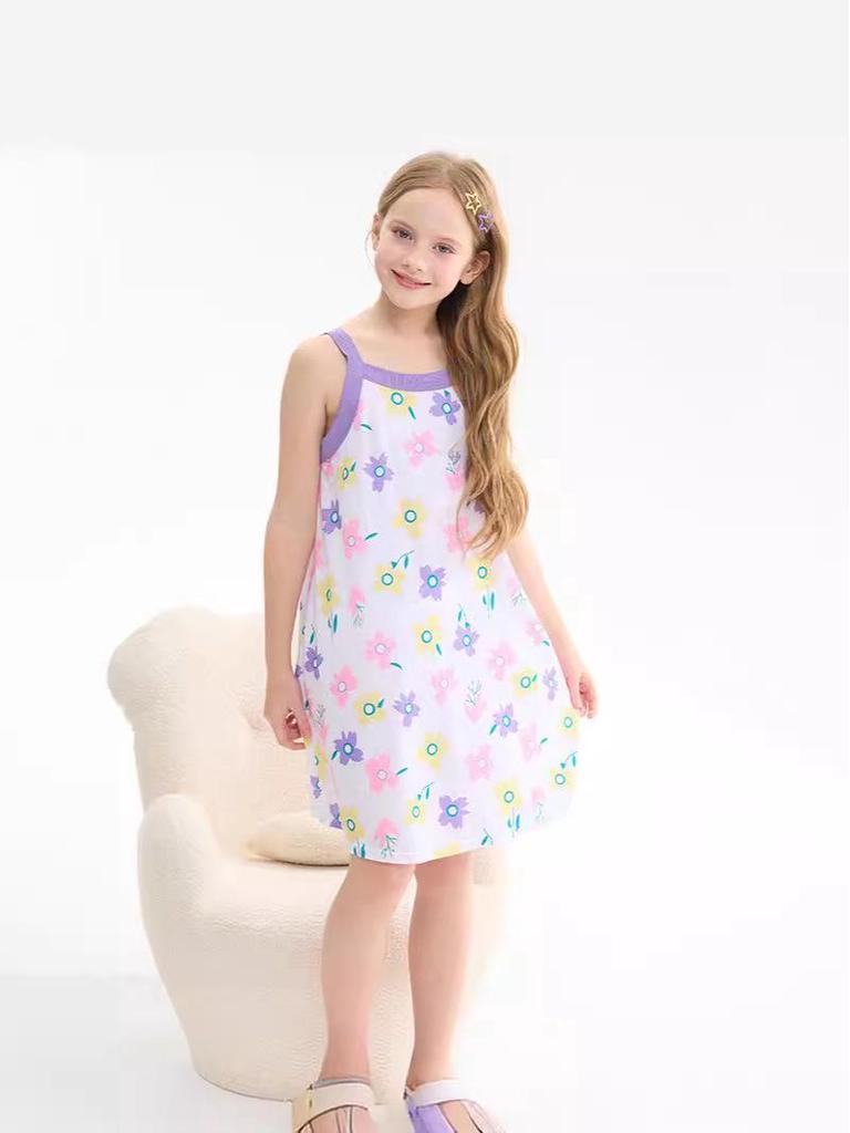 2024 Summer Ice Silk Princess Dress for Girls - Fashionable and Lightweight Nightgown