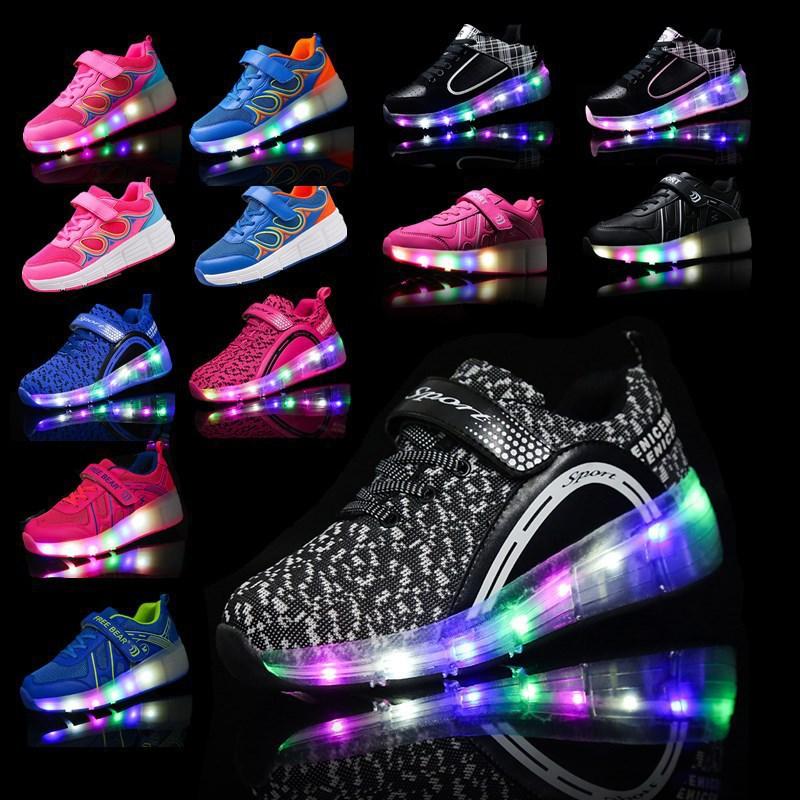New Code Children's Single-wheel Runaway Shoes Vibrating Luminous Sole Double-wheel Colorful Light Wheel Shoes