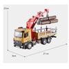 1/24 Scale Wooden Toy Truck Metal Cab, Friction Driven Wooden Truck, Equipped with A Full Function Loading Crane and 3 Loadable Logs, Light and Sound,