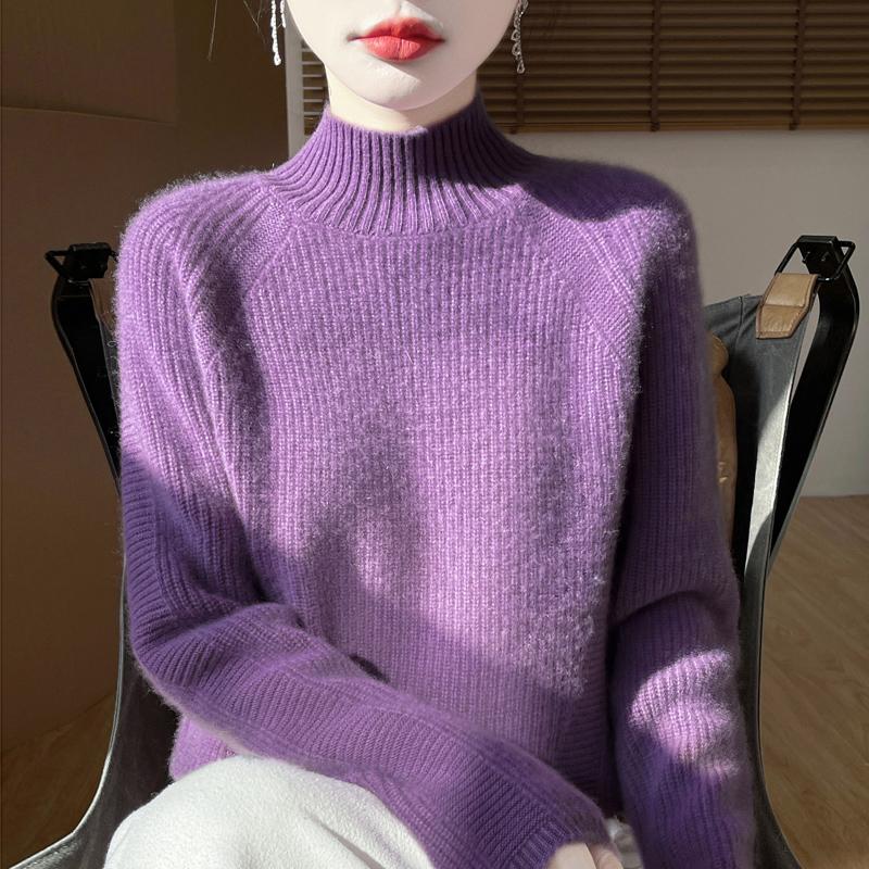 Women Sweater 100% Wool MODERN NEW SAGA Turtleneck Knit Pullover Thick Winter Jumpers Female Knit Tops