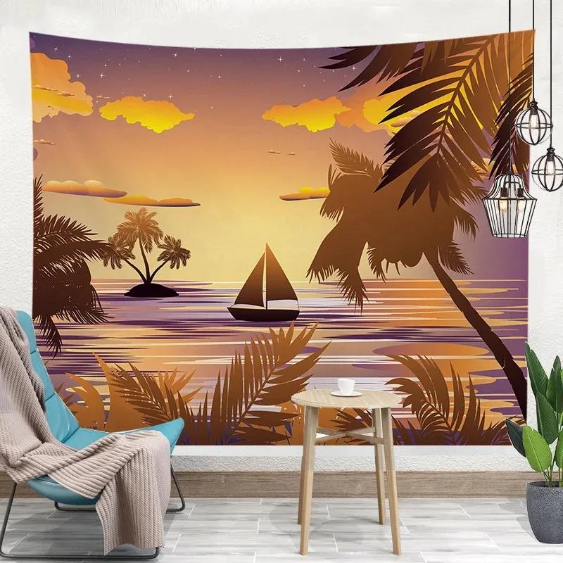 Sunset Beach Landscape Pattern Tapestry Fashion Home Decor Bedroom Living Room Tapestry