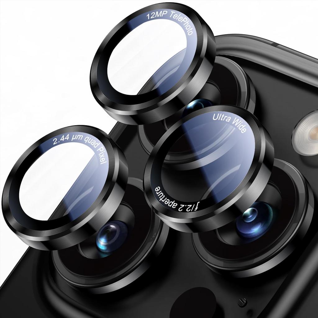 Black Tempered Glass Metal Camera Lens Protector Cover For iPhone 17 Pro Max Air 16E 16 E 15 Plus 14 13 Mini 12 11 17Pro 16Pro Protection Accessories