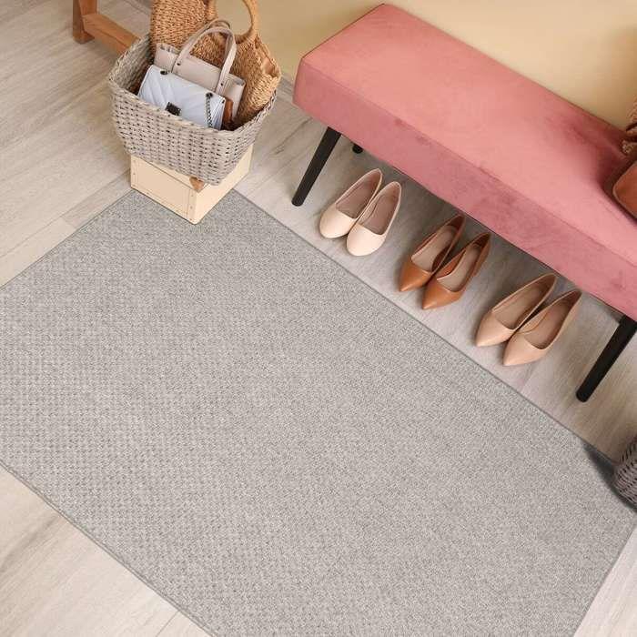 Tapis salon de couloir aspect jute gris 80x150