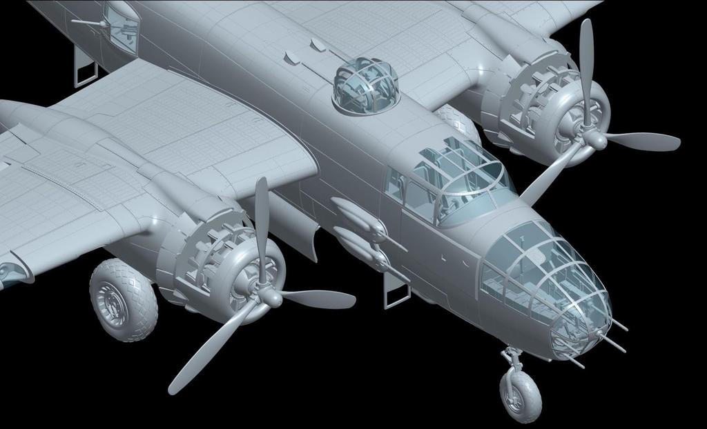 HK Models US Mitchell Glassnose Plastic Model Kit 01F008 1/48 B-25J (Molded Color)