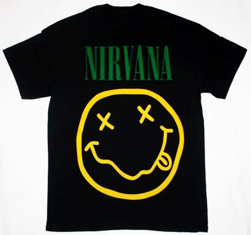 Nevermind Okładka Albumu Czarny NIRVANA Koszulka Zespołu Bawełniana Koszulka Graficzna Unisex Damska Letnia Streetwear