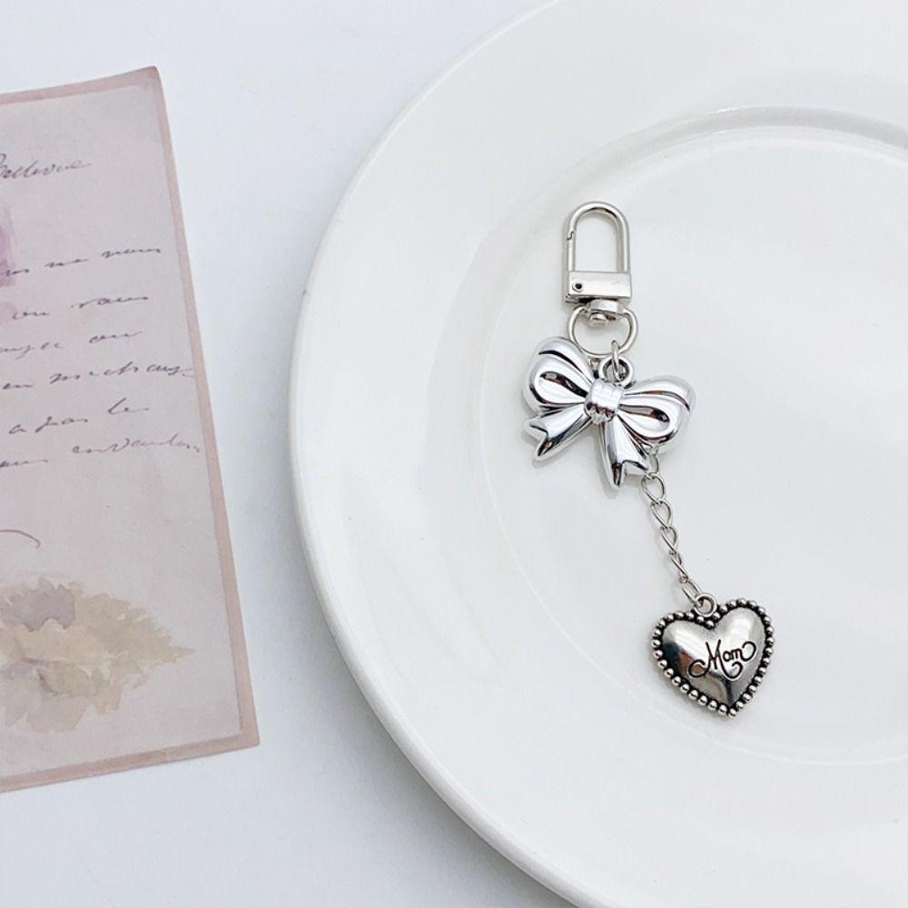 

Металлический брелок в виде банта Y2K серебристый подвеска для сумки модный брелок в виде сердца и банта 4