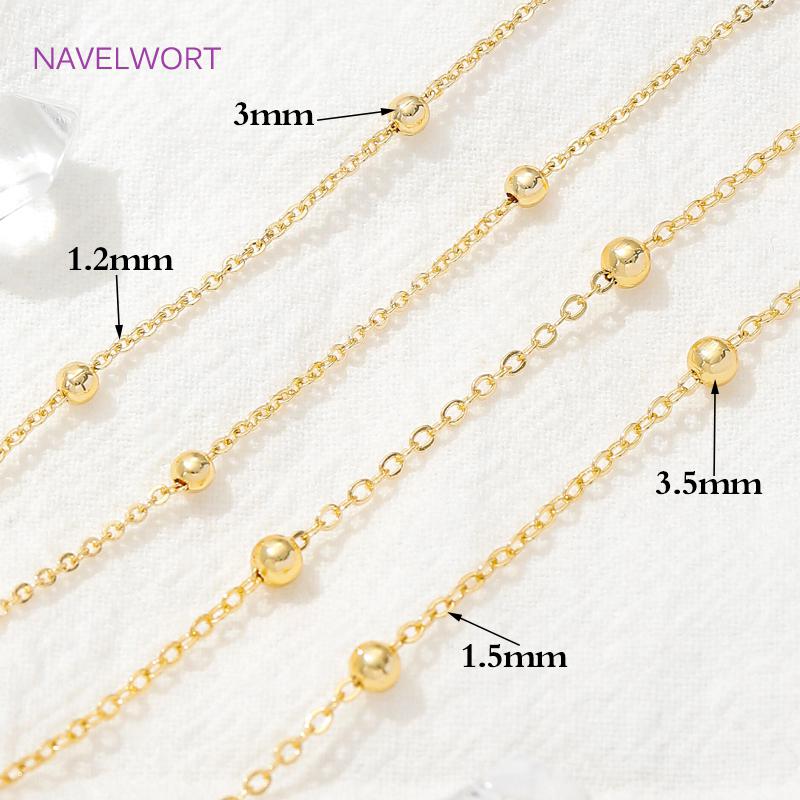

1/2Meters Chain Beads 14K Gold Plated Brass Ball Chains For Necklace Bracelet Making,Metal Cable Link ,Chain For Jewelry Making 1.2mmx3mm- 1 meter